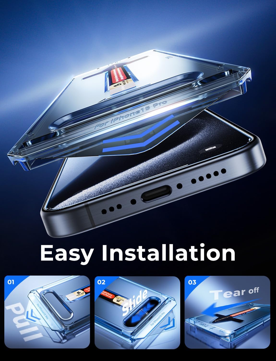 MAGIC_JOHN_2_Pack_for_iPhone_15_Pro_(6.1_inch)_Tempered_Glass_Screen_Protector,_Auto_Dust-Elimination_Installation,_Bubble_Free,_Dynamic_Island_Compatible,_HD_Clear,_Easy_Installation