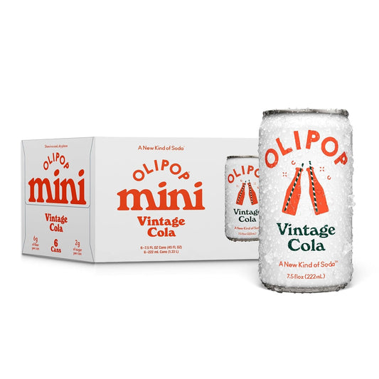 OLIPOP_Minis_Prebiotic_Soda_Pop,_Vintage_Cola,_Pantry_Pack_Packed_with_Prebiotics,_Fiber,_and_Botanicals,_Gluten_Free,_GMO_Free,_7.5oz_(6-Cans)