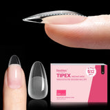 Beetles Tipex Instant Apex Nail Tips, Almond Medium, Built-In Apex, No Builder Gel Required, Thicker Strong Acrylic Tips for DIY Nail Extensions