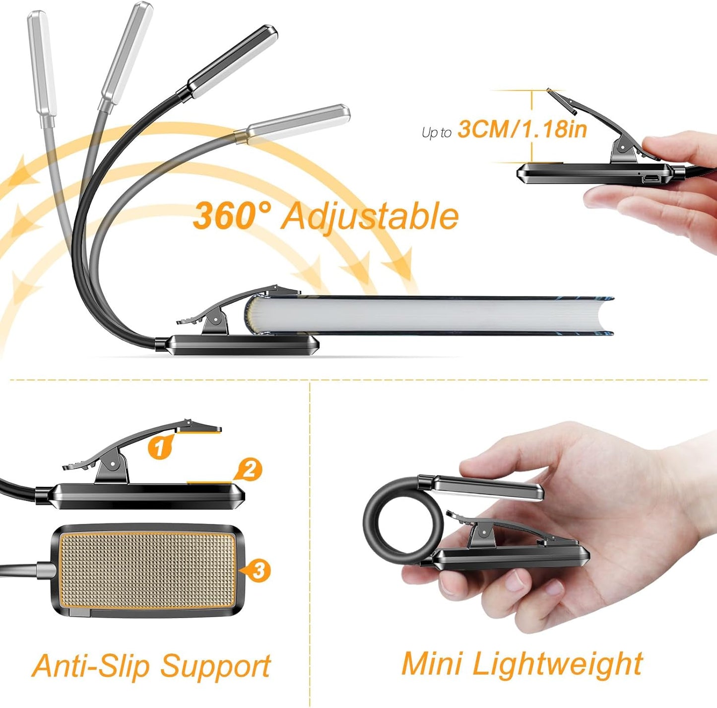 Gritin_9_LED_Rechargeable_Book_Light_for_Reading_in_Bed_-_Eye_Caring_3_Color_Temperatures,Stepless_Dimming_Brightness,80_Hrs_Runtime_Small_Lightweight_Clip_On_Book_Reading_Light_for_Studying