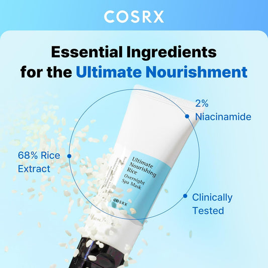 COSRX_Ultimate_Nourishing_Rice_Overnight_Spa_Mask,_60ml_/_2.02_fl.oz_|_Rice_Extract_68%_and_Niacinamide_2%,_Korean_Skin_Care,_Animal_Testing_Free