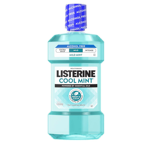 Listerine_Cool_Mint_Alcohol-Free_Mild_Mouthwash,_Oral_Rinse_Kills_99.9%_of_Germs_That_Cause_Bad_Breath,_Less_Intense_Taste,_Mild_Mint_Flavor,_1_L