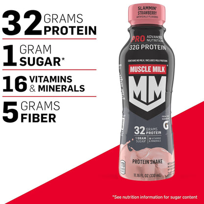 Muscle_Milk_Pro_Advanced_Nutrition_Protein_Shake,_Slammin'_Strawberry,_11.16_Fl_Oz_(Pack_of_12),_32g_Protein,_1g_Sugar,_16_Vitamins_&_Minerals,_5g_Fiber,_Bottled_Liquid,_Gluten_Free