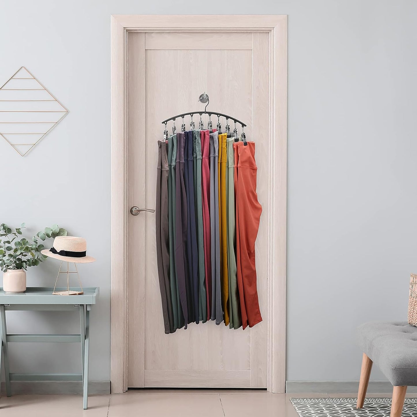 Legging_Organizer_for_Closet,2_Pack_Metal_Yoga_Pants_Hangers_w/10_Clips_Hold_20_Leggings,Space_Saving_Hanging_Closet_Organizer_Clothes_Hanger_College_Dorm_Essentials_Apartment_Essential,Black