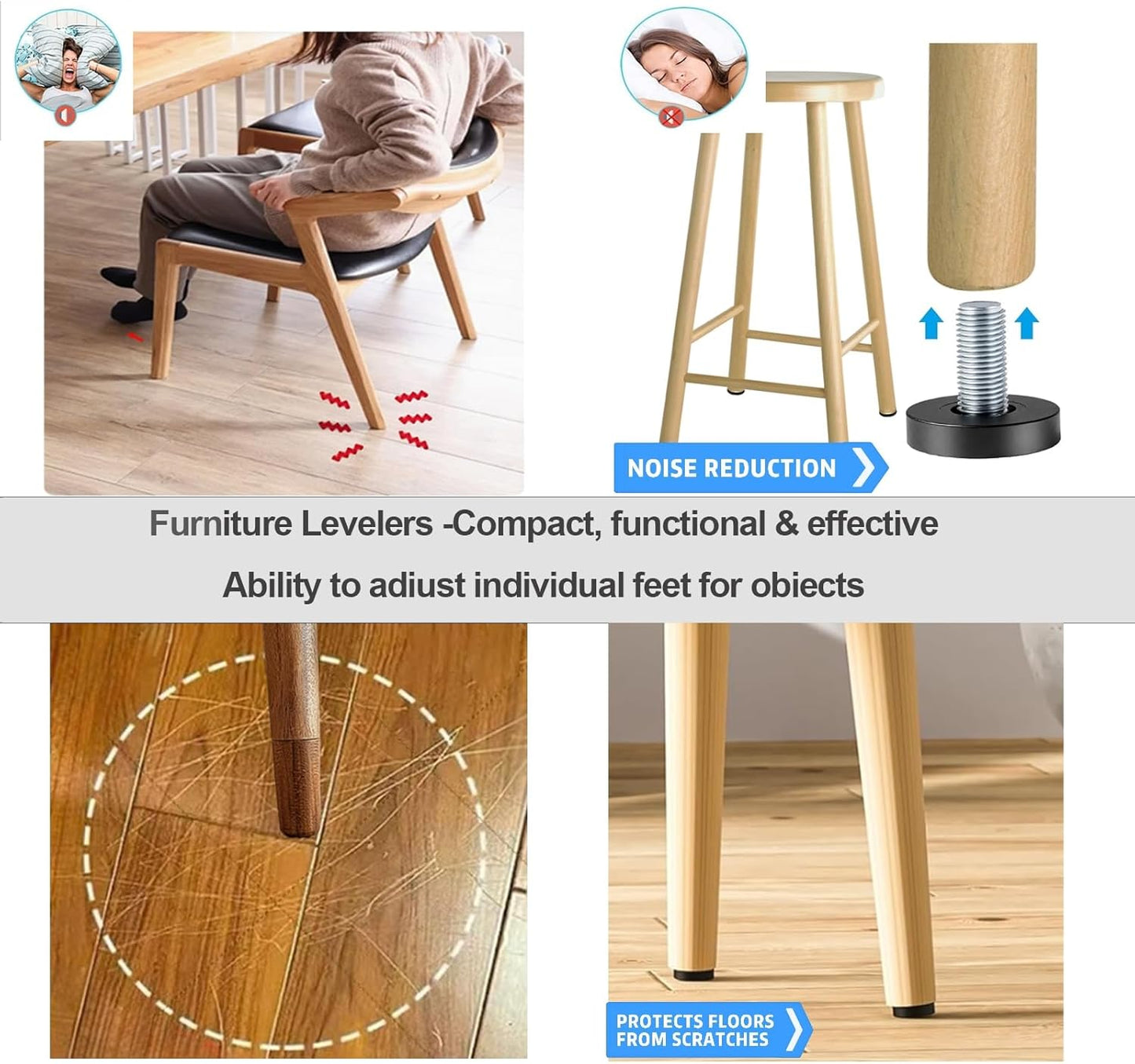 12_Pcs_1/4"_Thread_Leveling_Feet,_Adjustable_Furniture_Feet_Threaded_Screw_in_for_Table_Leveling_Feet_Screw,_for_Table,_Cabinets,_Chairs,_Stool_Legs