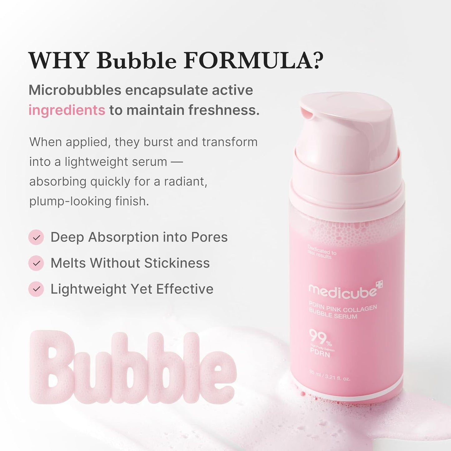 medicube_PDRN_Pink_Collagen_Bubble_Serum_|_Bubble-to-Glow_Firming_Serum_with_99%_Purity_PDRN_&_Low-Molecular_Collagen_|_Lightweight,_Fast-Absorbing_Bubble_Texture_for_Radiant,_Plump_Skin_|_3.21_fl.oz