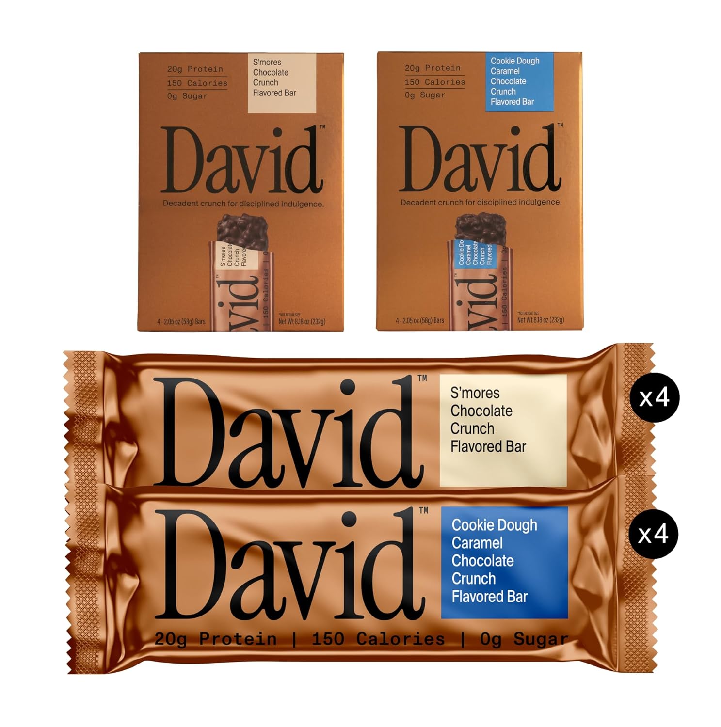 David_Bronze_High_Protein_Bars_-_Cookie_Dough_Caramel_Chocolate_Crunch_&_S'mores_Chocolate_Crunch_Flavored_Bar_-_0g_of_Sugar,_Low_Carb,_Gluten_Free_-_20g_of_Protein,_150_Calories_-_On-The-Go_Snack,_Pack_of_8