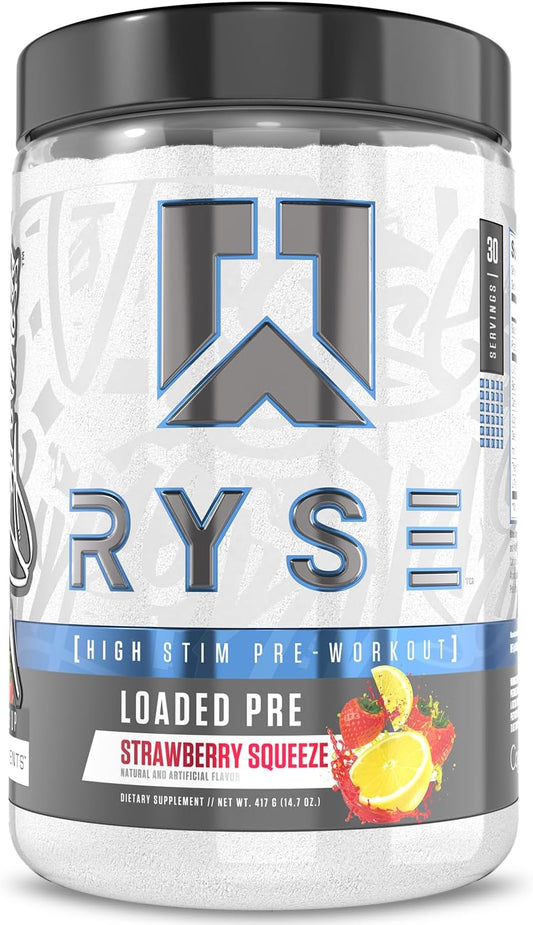 RYSE_Loaded_Pre_Workout_Powder_-_Strawberry_Squeeze_-_Daily_Pre-Workout_for_Men_&_Women_with_390mg_Caffeine,_Beta_Alanine,_and_Citrulline_for_Pump,_Focus,_and_Energy_-_30_Servings