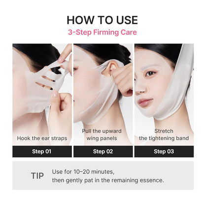 medicube_PDRN_Pink_Tension_Up_Mask_|_3-Step_V-line_Mask_for_Contoured-Looking_Chin_&_Jawline_|_Full-Face_Firming_Care_with_Salmon_PDRN,_NAD_&_Caffeine_|_Korean_Skincare,_34g_x_4ea_+_Tightening_Band