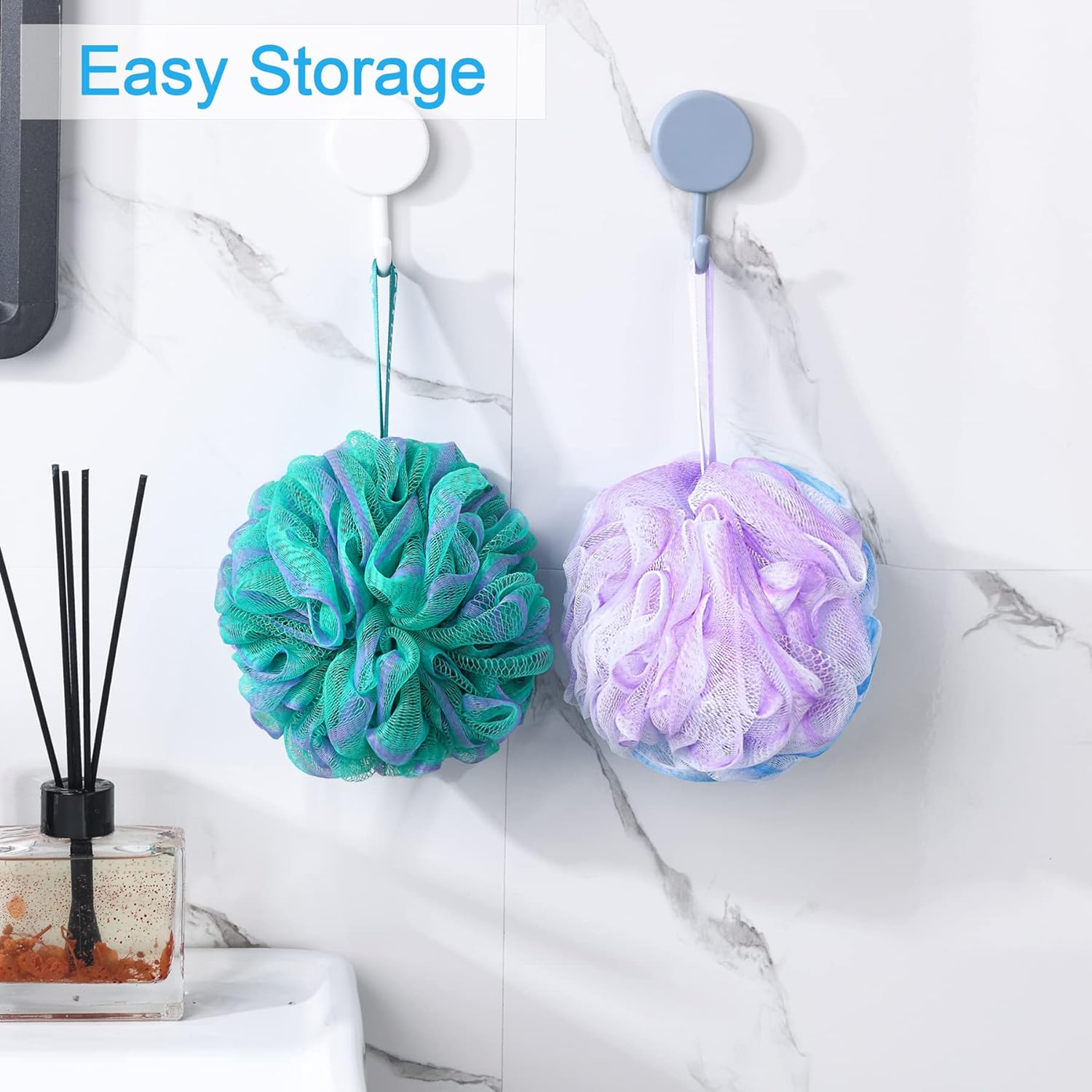 AmazerBath_Loofah_Sponge_60g/Piece,_Exfoliating_Bath_Sponge_Body_Scrubber_-_Loofa_Set_of_4_Flower_Color_(Green-Purple)