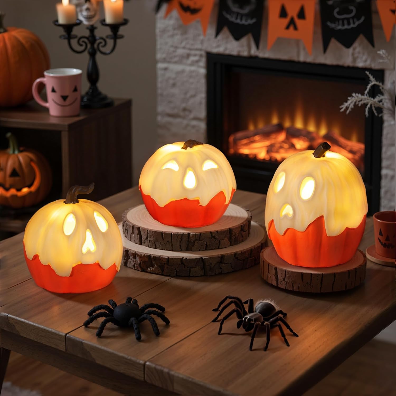 Halloween_Decorations,Light_Up_Ghost_Pumpkin_Decorations_Set_of_3,Cute_Halloween_Decor_Indoor_for_Kitchen_Tabletop_Fireplace_Mantel_Party_Home_Decor