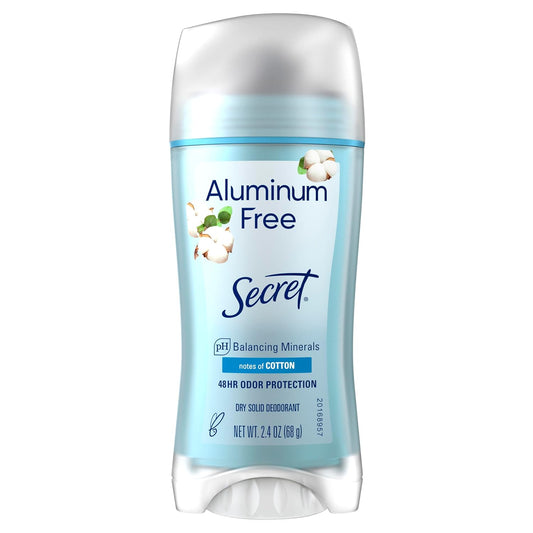 Secret_Aluminum_Free_Deodorant_for_Women,_48hr_Odor_Protection,_Free_of_Parabens_Dyes_Talc_&_Baking_Soda,_PH_Balancing_Minerals,_Dry_Solid,_Cotton_Scent,_2.4_oz