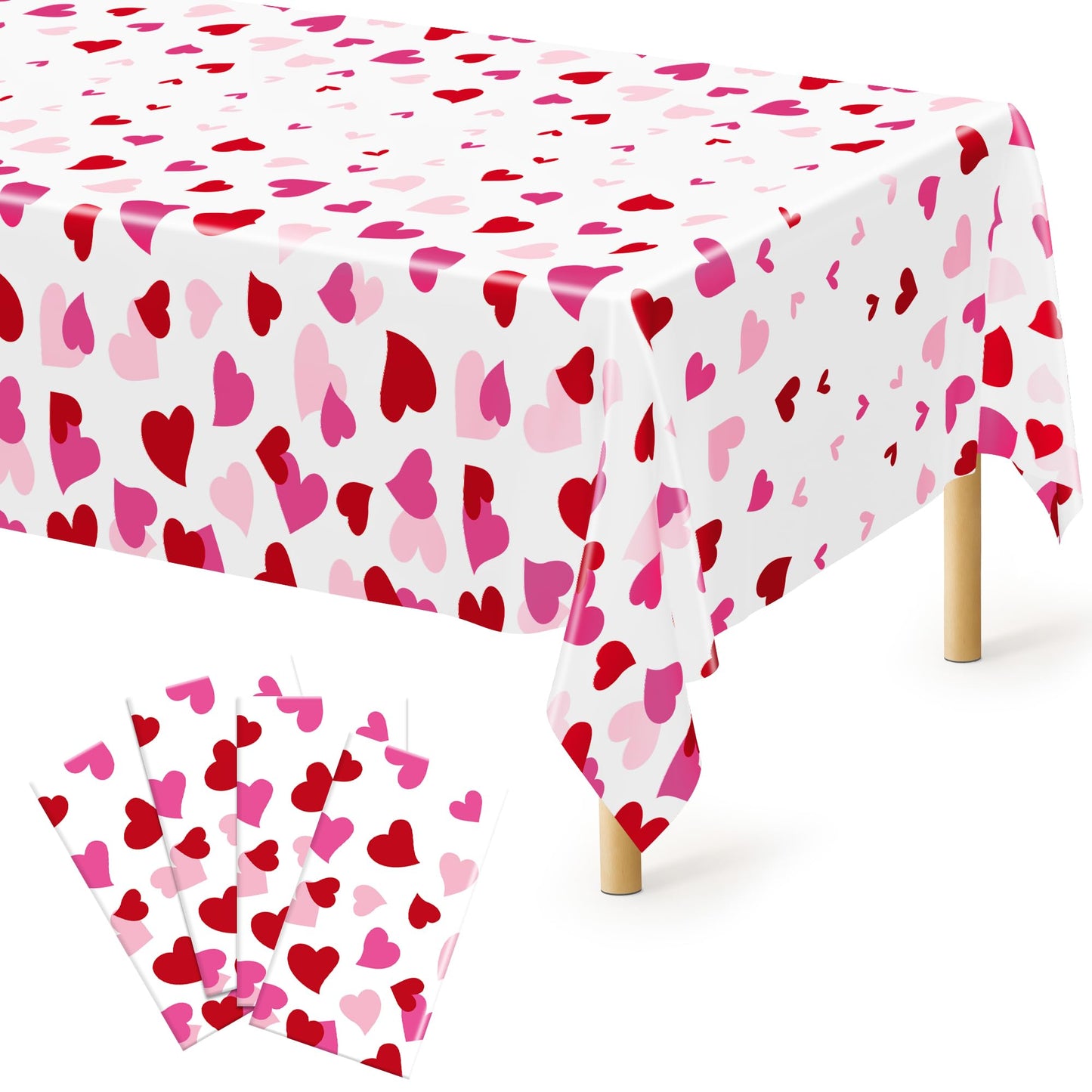 Pink Red Heart - 4pcs 54x108 in