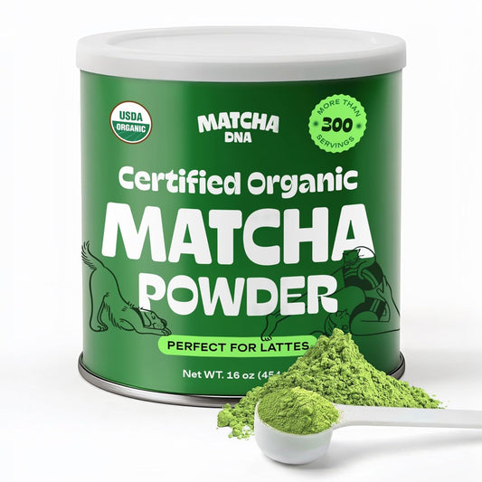 Matcha_DNA_Organic_Matcha_Powder_-_XXL_16oz_TIN_–_Matcha_Green_Tea_-_USDA_Organic_Gluten-Free_Vegan,_Unsweetened_No_Additives_-_Everyday_Green_Macha_Powder_Tea_for_Lattes,_Smoothies,_Baking_&_Recipes