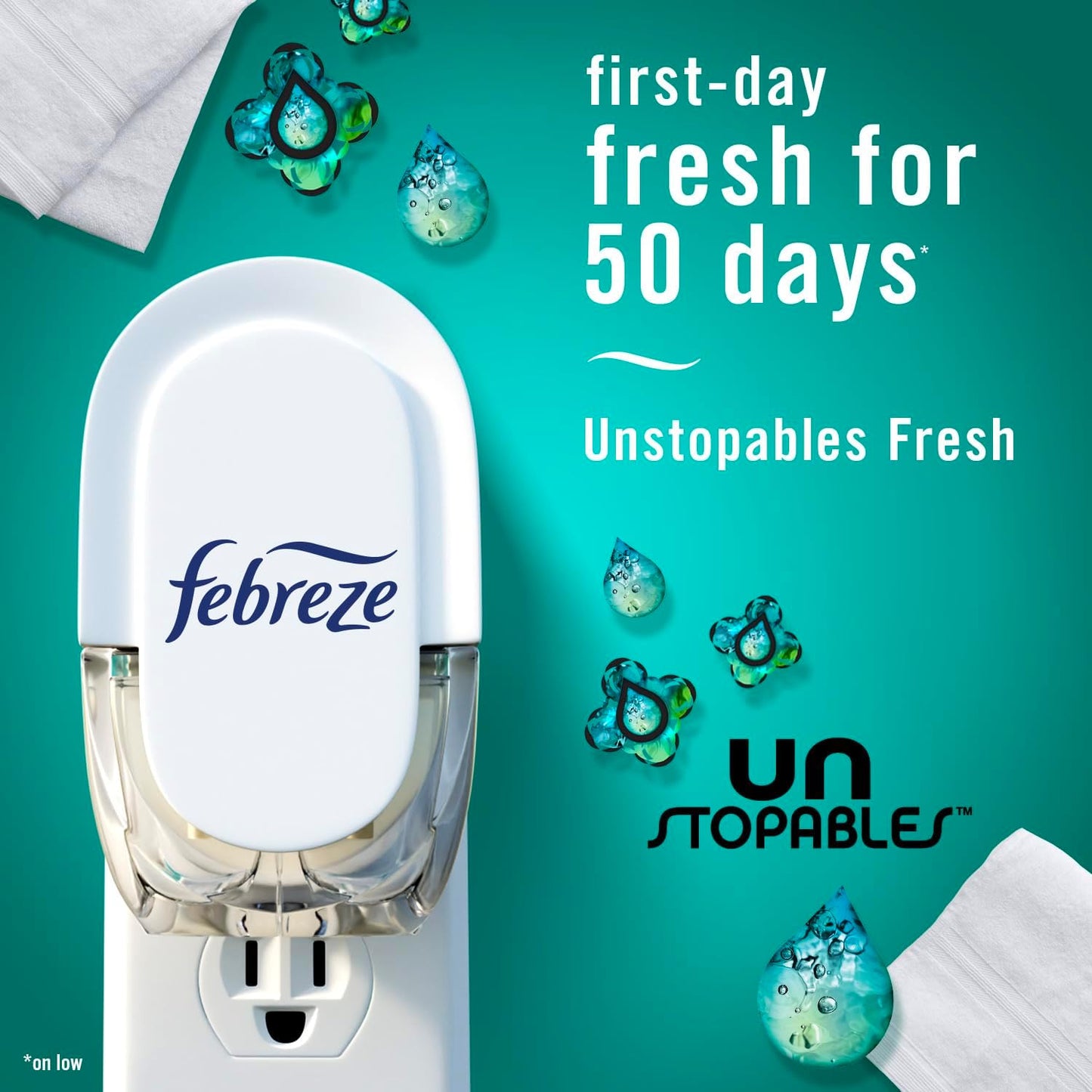 Febreze_Plug-in_Air_Freshener,_Odor-Fighting_Scented_Oil_Refill,_Air_Fresheners_for_Home,_Bathroom_and_Kitchen,_Long_Lasting,_Unstopables_Fresh_Scent,_0.87oz_Refills,_Multi_Color,_3_Count