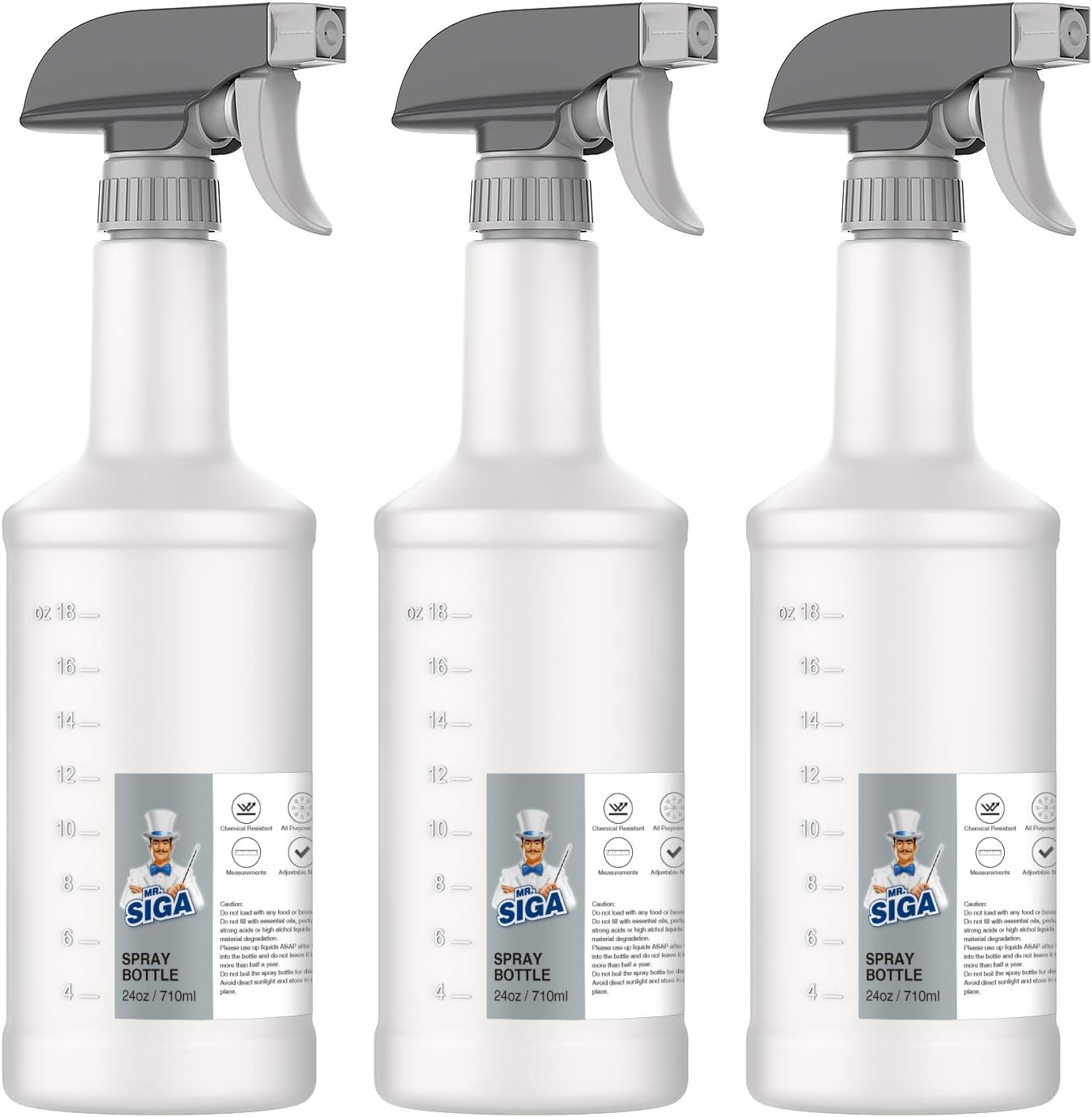 MR.SIGA_24_oz_Empty_Plastic_Spray_Bottles_for_Cleaning_Solutions,_Heavy_Duty_Household_Reusable_Spray_Bottles_with_Measurements_and_Adjustable_Leak_Proof_Nozzle,_3_Pack