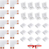 JACKYLED 20Packs L Shape LED Connectors with 22Pcs Clips 10mm for Strip Lights