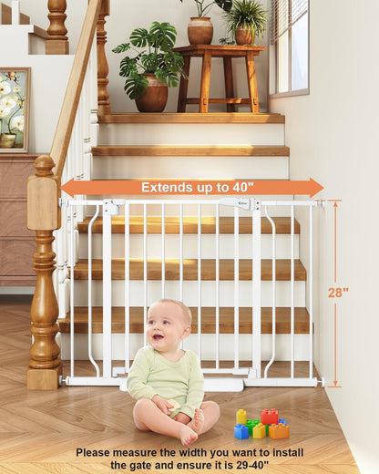 Baby_Gate_No_Drilling,_29"-40"_Auto_Close_Dog_Gate_Indoor_for_Doorways_&_Stairs,_Pressure_Mounted_Adjustable_Pet_Gate,_Easy_Walk_Through_Child_Gate_for_Children_&_Pets_Stroller_Friendly,_White