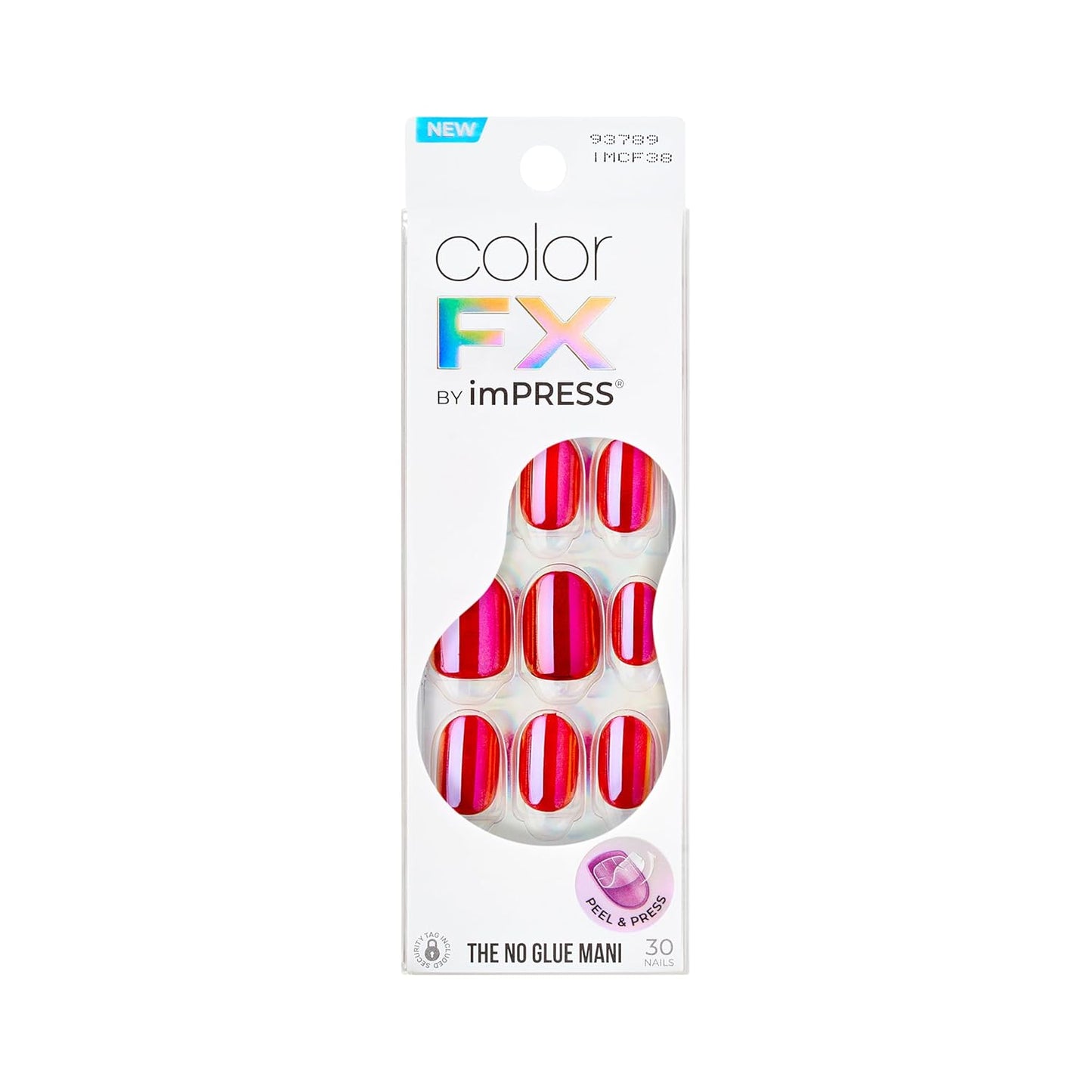 KISS_colorFX_by_imPRESS_Press_On_Nails_,_‘Floating’,_Solid_Red_with_Pearlescent_Finish,_Short_Oval,_IMPROVED_adhesive,_Includes_30_Fake_Nails,_Prep_Pad,_1_Manicure_Stick,_1_Mini_Nail_File