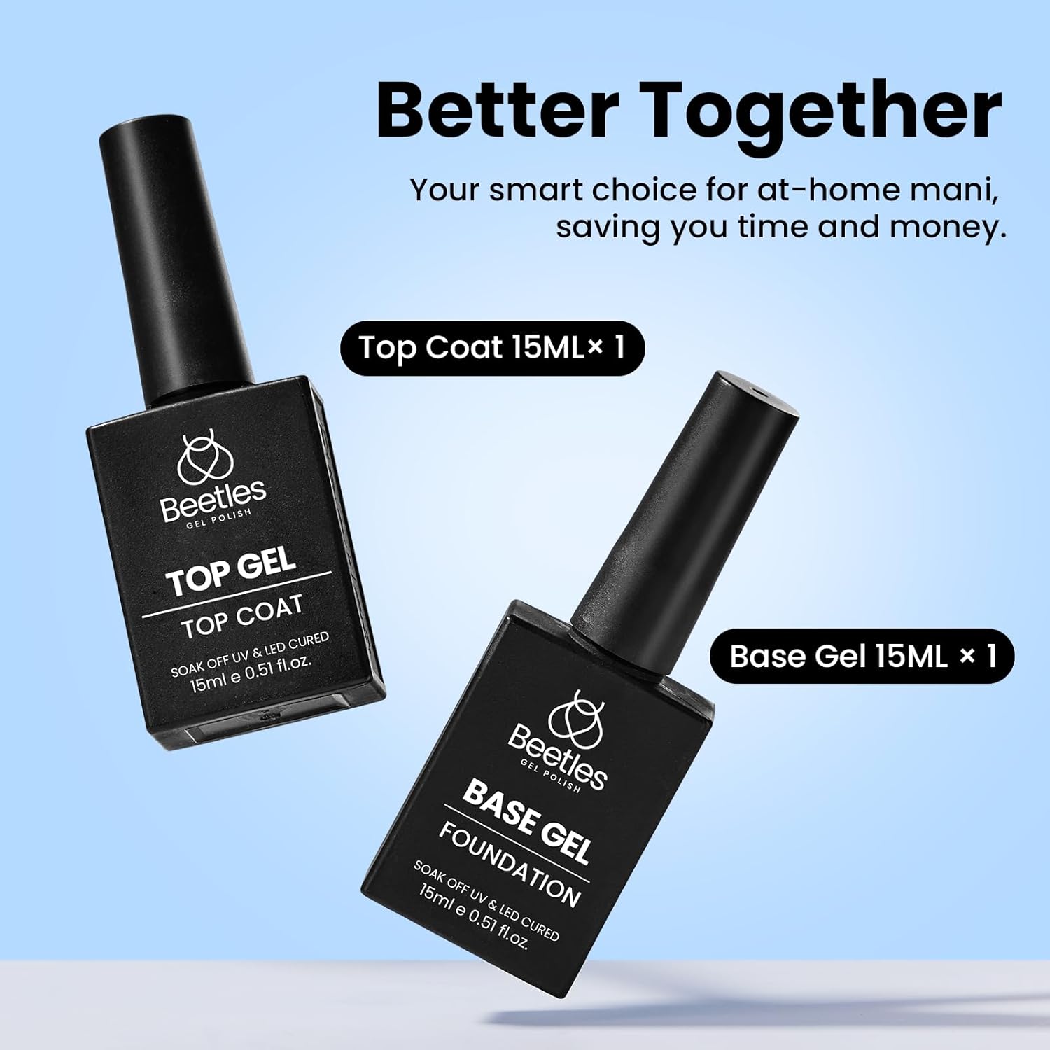 Beetles_No_Wipe_Gel_Top_Coat_and_Base_Coat_Set_for_Gel_Nail_Polish_-_2Pcs_15ml_Super_Shiny_and_Long_Lasting_Soak_Off_UV/LED_Lamp_Nail_Art_Design_Gift