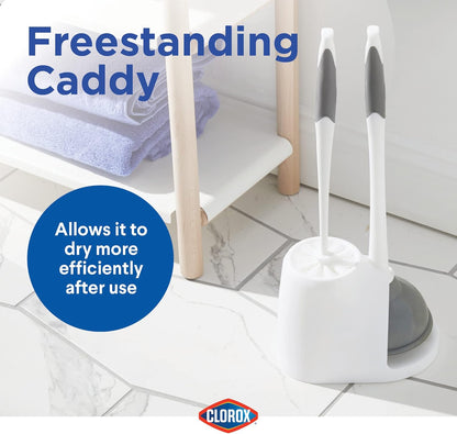 Clorox_Toilet_Plunger_and_Bowl_Brush_Combo_with_Caddy,_6.75_x_7_x_19.5_in,_White/Gray