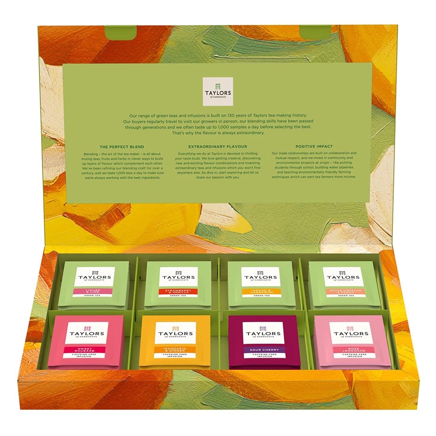 Taylors of Harrogate Assorted Green &amp;amp; Herbal Teas Sampler, Variety Pack Gift Box, Individually Wrapped Bags, 48 Count (Pack of 1), Premium Green &amp;amp; Herbal Teas, Mixed Caffeinated &amp;amp; Caffeine-Free Selection, 48 Teabags