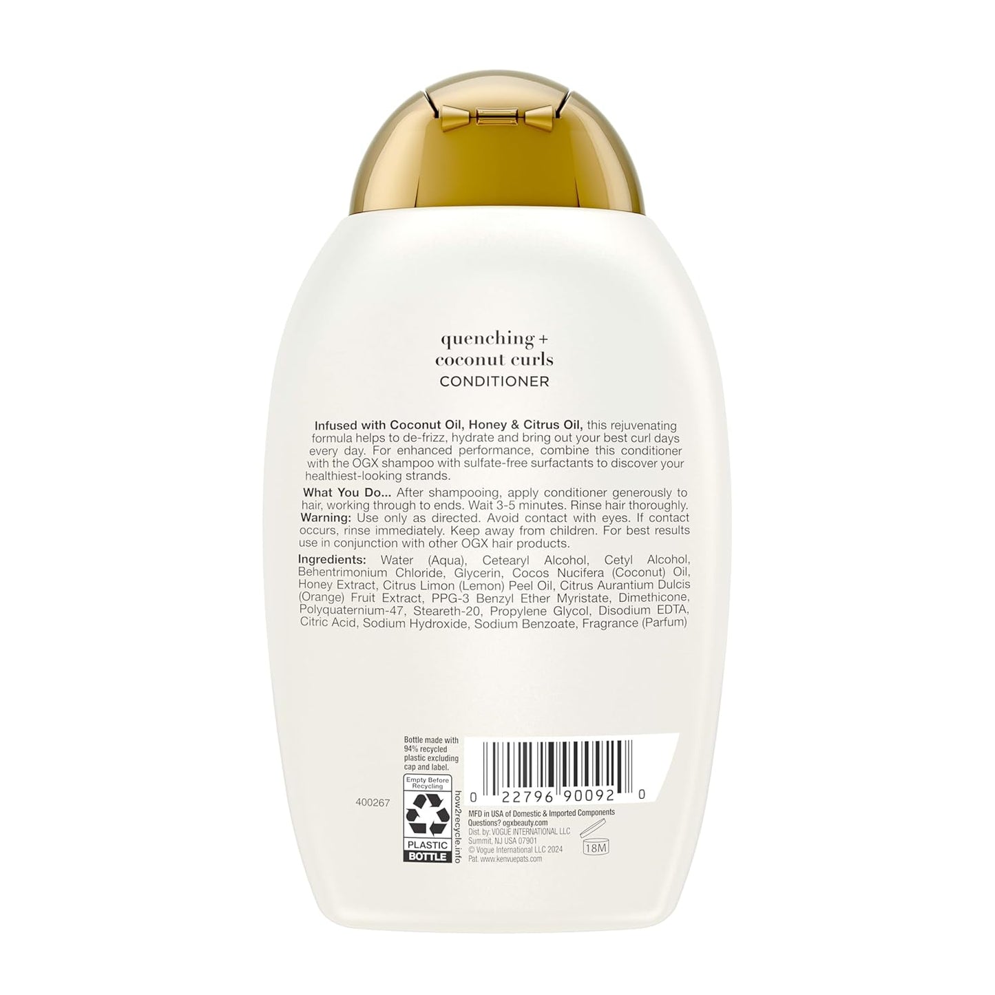 OGX_Quenching_+_Coconut_Curls_Curl-Defining_Conditioner,_Nourishing_Curly_Hair_Conditioner_with_Coconut_/Citrus_Oil_&_Honey,_Paraben-Free_with_Sulfate-Free_Surfactants,_13oz