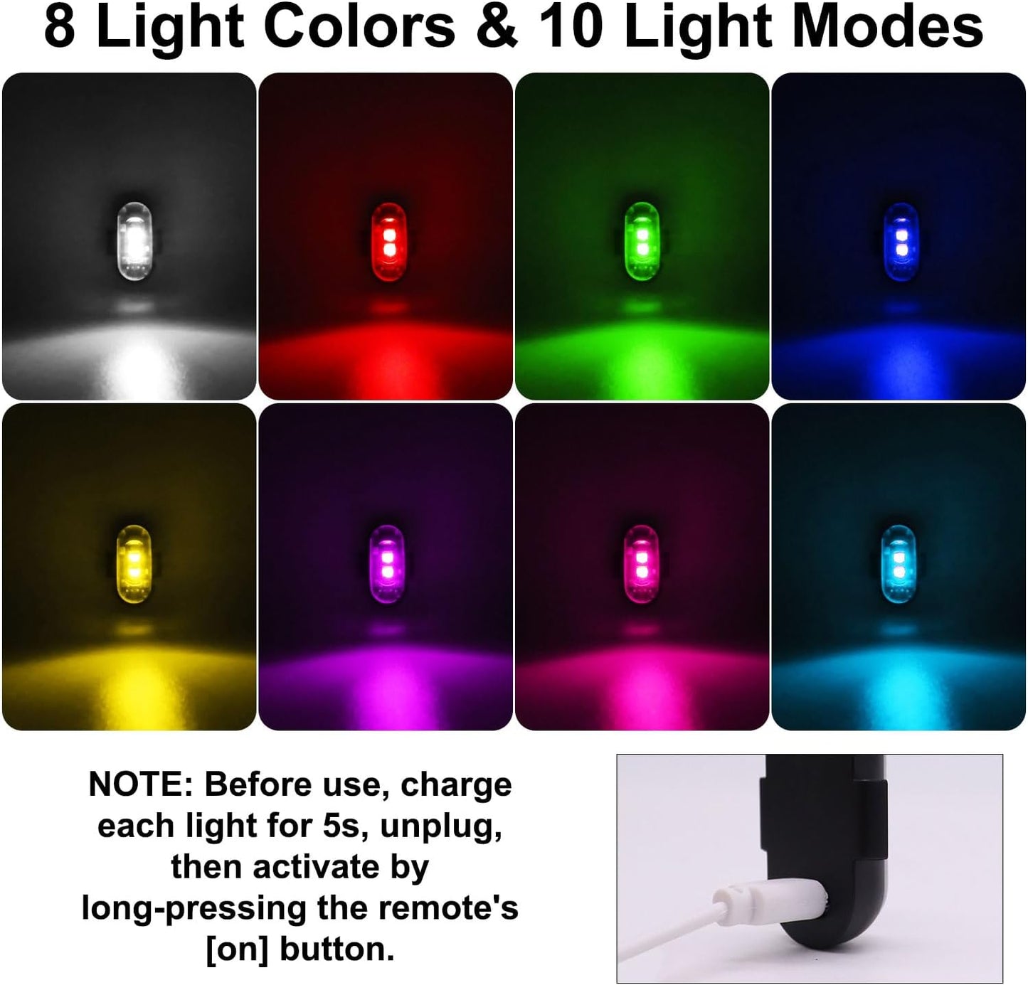 4PCS_Wireless_LED_Strobe_Lights_with_Remote_Control,_8_Colors_USB_Charing_Waterproof_Anti-Collision_Led_Emergency_Warning_Lights_for_Car_Motorcycle_Drone_Aircraft_Bike
