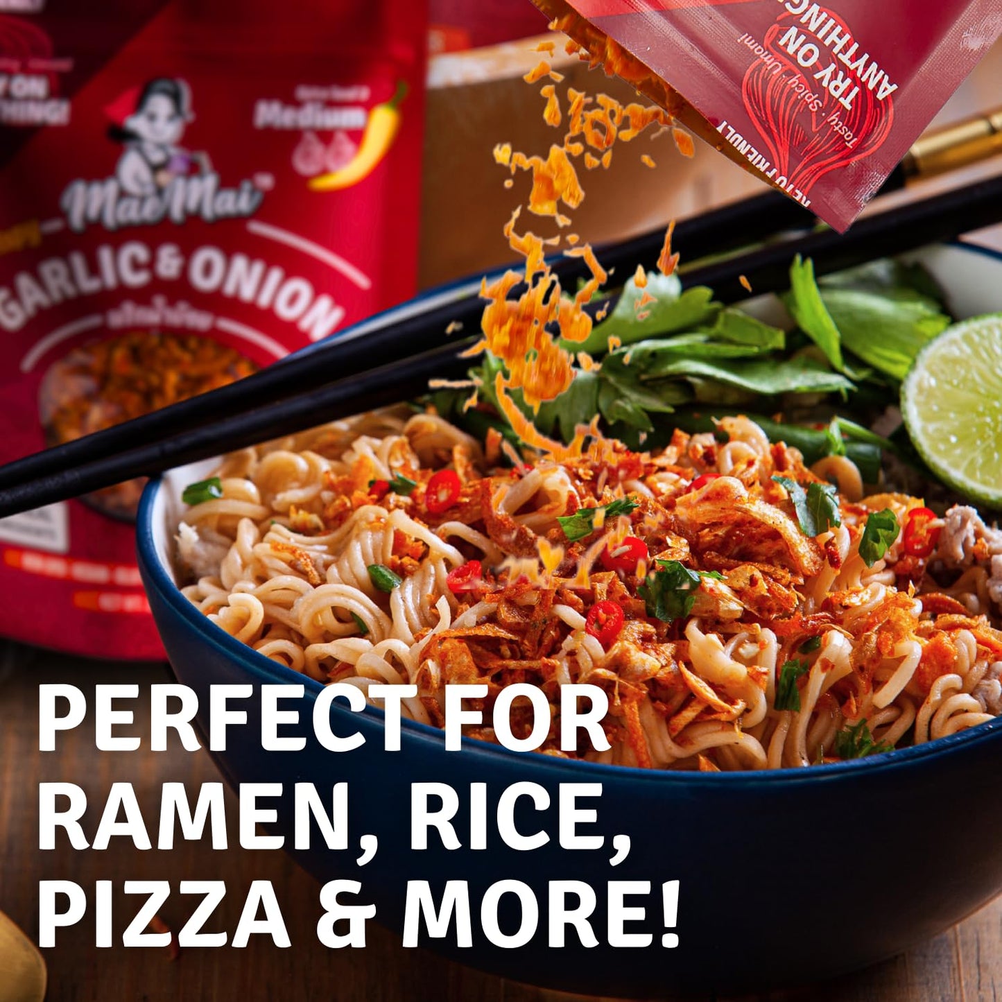 MaeMai_Medium_Spice_(SPICY)_-_Crispy_Onions_&_Garlic_Flakes_-_Crunchy_All-Purpose_Seasoning,_Keto,_Salad_Toppings,_Fried_Onions_-_Ramen,_Rice_Seasoning,_Vegan,_Gluten-free_|_3.17oz_(90g)