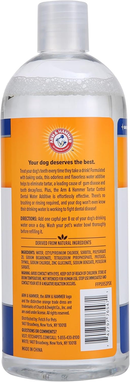 Arm_&_Hammer_Clinical_Care_Dental_Rinse_for_Adult_Dogs,_Odorless_Flavorless_Water_Additive_for_Daily_Plaque,_Tartar,_and_Bad_Breath_Control,_Baking_Soda_Enhanced_Formula,_16_Fl_Oz