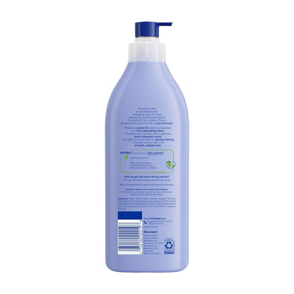NIVEA_Oil_Infused_Cherry_Blossom_and_Jojoba_Oil_Body_Lotion_for_Women,_Fast-Absorbing_and_Non-Greasy_Cherry_Blossom_Scented_Lotion_Moisturizes_for_48_Hours,_16.9_Fl_Oz_Pump_Bottle