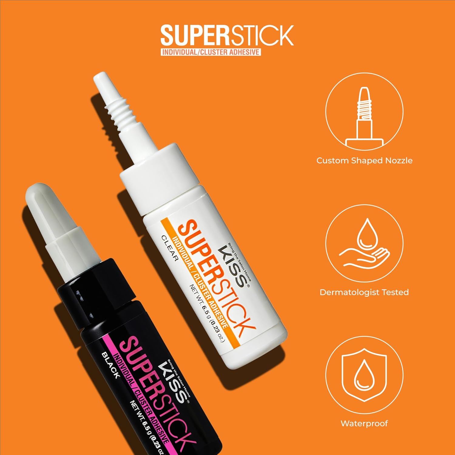 KISS_SuperStick_Individual_Lash_Cluster_Adhesive,_Gentle_Formula,_7_Day_Hold,_Cactus_&_Witch_Hazel_Extract,_Dermatologist_Tested,_Waterproof_Lash_Glue,_No_Harsh_Odor,_Net_Wt._6.5g_(0.23_oz.),_Black
