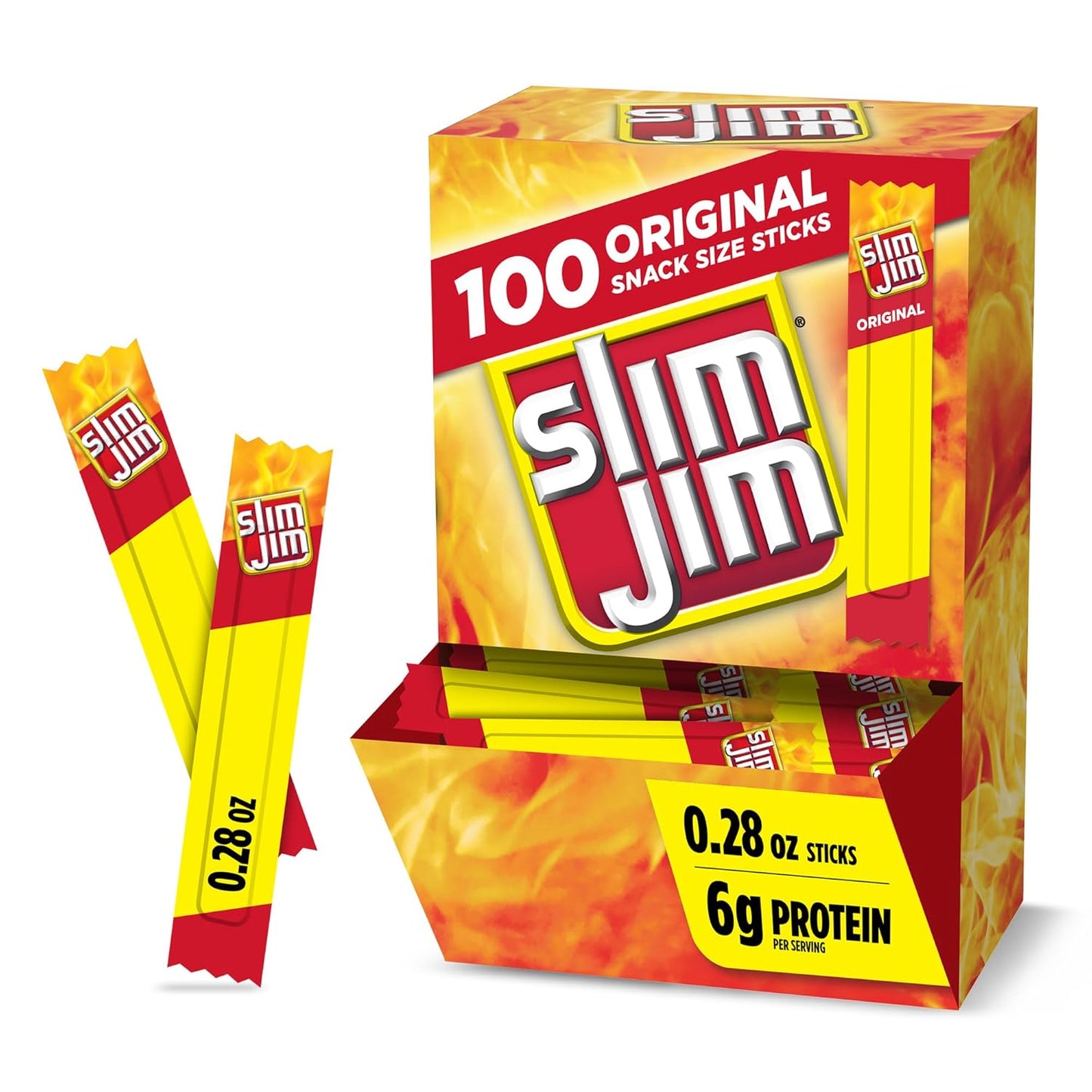 Slim_Jim_Smoked_Meat_Sticks,_Original_Flavor,_6g_Protein_Per_Serving,_Snack_Size,_Father's_Day_Bulk_Snack_Gifts,_0.28_oz._(100_Count)