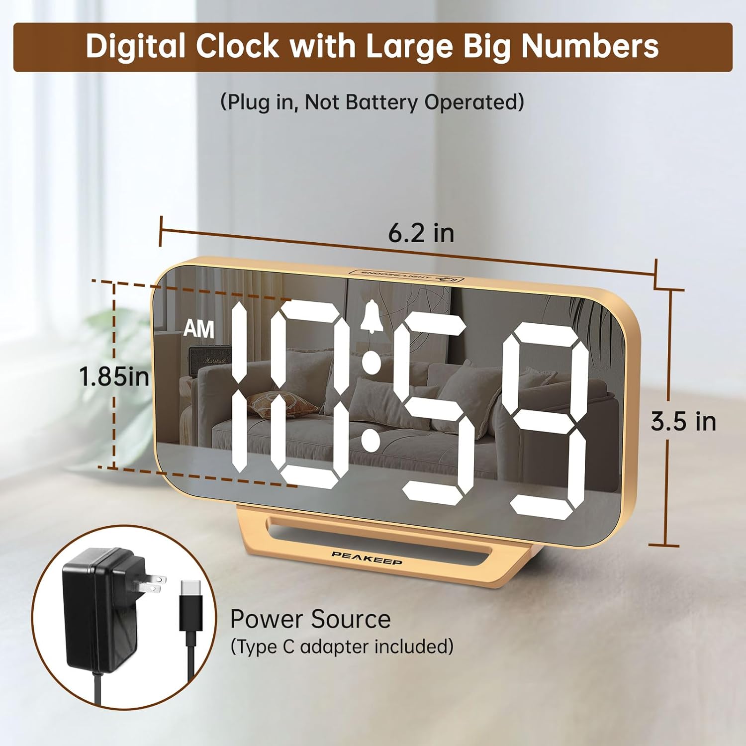 Peakeep_Slim_Digital_Mirror_Aesthetic_Alarm_Clock_for_Bedrooms_Desk_Decor_-_Plug_in_Electric_Big_LED_Modern_Small_Clock_for_Office_Living_Room,_Battery_Backup,_6_Dimmers_(Gold)
