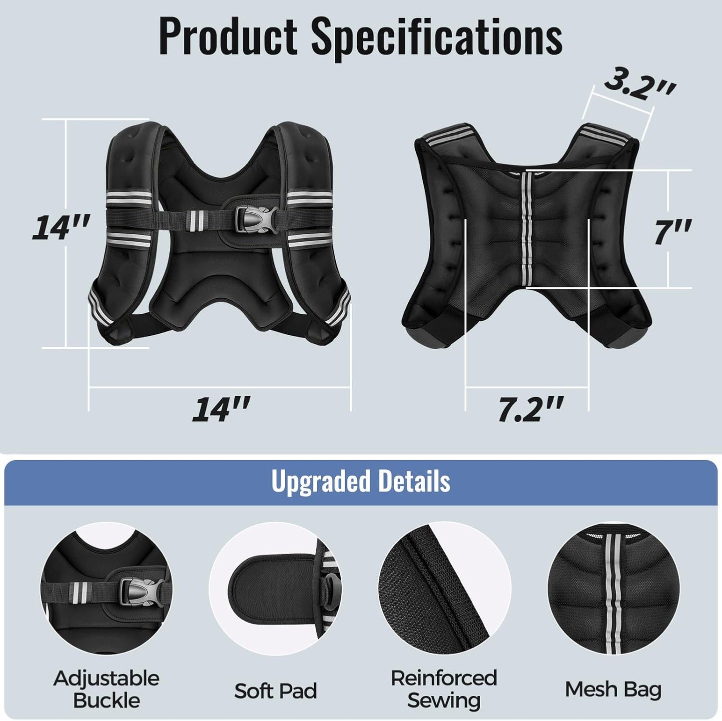 Weighted_Vest,_6lb/8lb/10lb/12lb/15lb/18lb/20lb/24lb/30lb_for_Men_Women,_Reflective_Stripe_Adjustable_Buckle,_Comfortable_Durable_Rucking_Vest_for_Walking_Running_Strength_Training