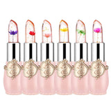 Pack of 6 Crystal Flower Jelly Lipstick, FirstFly Long Lasting Nutritious Lip Balm Lips Moisturizer Magic Temperature Color Change Lip Gloss (Pink) Makeup Moisturizing Waterproof Cocoa Jojoba Nourishing Vitamins Hydrate Moisture