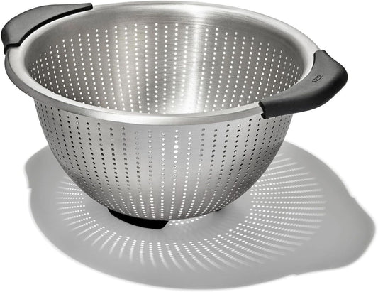OXO_Good_Grips_Stainless_Steel_Colander,_5_qt._Capacity,_Strainer_with_Non-Slip_Handles,_Kitchen_Colander_for_Pasta_and_Vegetables,_Nesting_Stainless_Steel_Strainer_and_Sieve