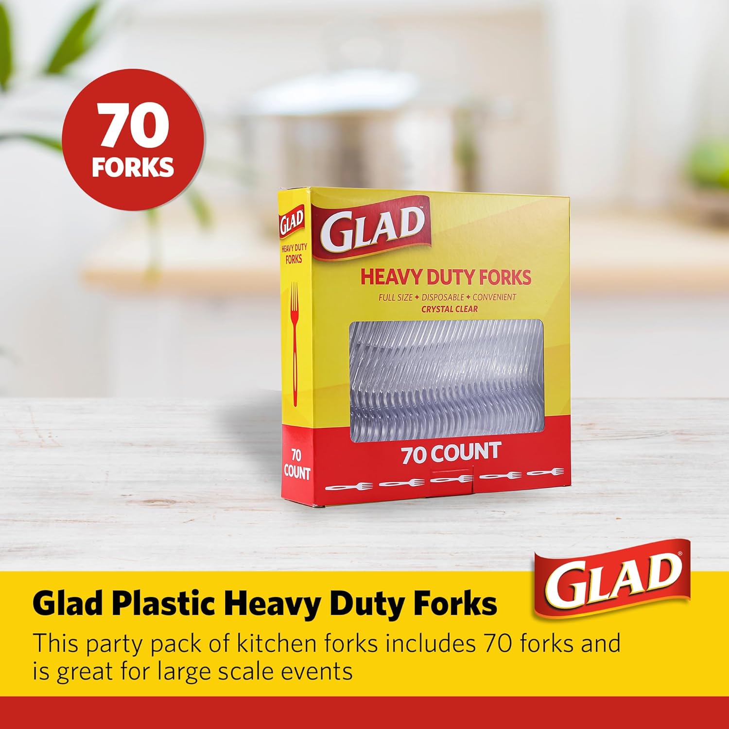 Glad_Clear_Heavy_Duty_Plastic_Forks,_Reduced-Plastic_Open_Handle,_Break-Resistant_Disposable_or_Top-Rack_Reusable_Cutlery_for_Parties,_Camping_&_Everyday_Meals,_Standard_Size,_70_Count