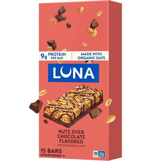 LUNA_Bar_-_Nutz_Over_Chocolate_Flavor_-_Gluten-Free_-_Non-GMO_-_7-9g_Protein_-_Made_with_Organic_Oats_-_Low_Glycemic_-_Whole_Nutrition_Snack_Bars_-_1.69_oz._(15_Count)