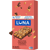 LUNA Bar - Nutz Over Chocolate Flavor - Gluten-Free - Non-GMO - 7-9g Protein - Made with Organic Oats - Low Glycemic - Whole Nutrition Snack Bars - 1.69 oz. (15 Count)