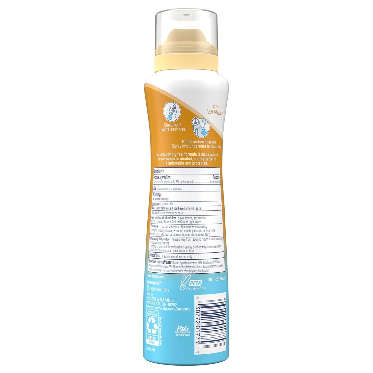 Secret_Dry_Spray_Antiperspirant_Deodorant_for_Women,_48hr_Weightless_Sweat_&_Odor_Protection,_Gentle_on_Skin,_Cozy_Vanilla_Scent,_4.1_oz_(Pack_of_3)