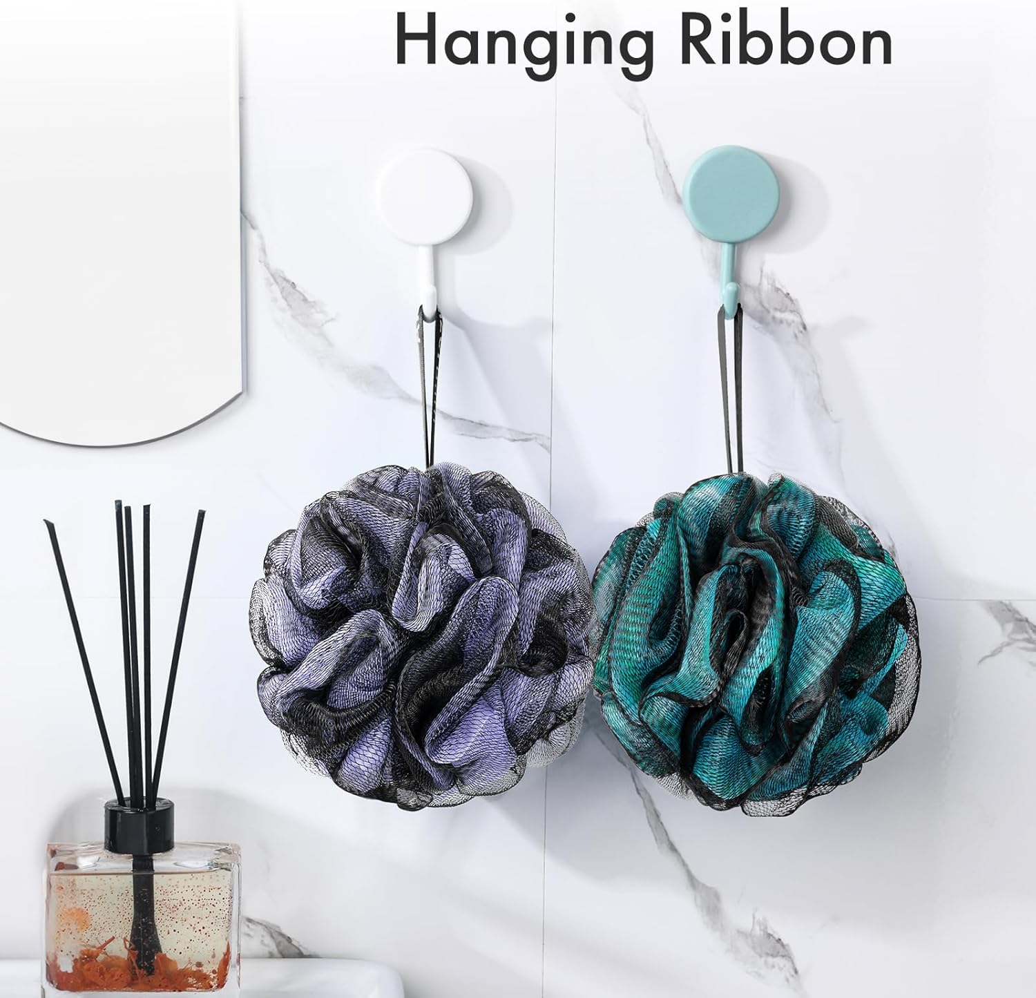 AmazerBath_Charcoal_Loofah_Sponge,_Shower_Loofah_60g/PCS_-_Body_Scrubber_Loofa_Set_of_4_-_Charcoal_Blue,_Green,_Purple_&_Red,_Bath_Sponge_for_Men_and_Women