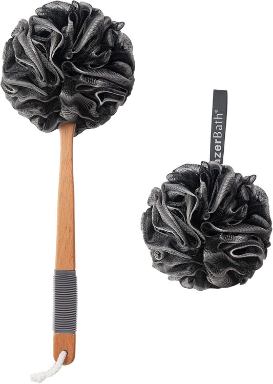AmazerBath_Shower_Sponge_Loofah_Back_Scrubber,_PE_Soft_Mesh_Loofah_Body_Scrubber_with_Long_Wooden_Handle,_Bath_Sponge_for_Men_Women_(Black)