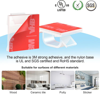 60_PCS_XHF_5/8”_Adhesive_Cable_Wire_Clips_Clear,_Outdoor_Christmas_Light_Clips,_Cable_Staples_Cable_Management_Wire_Organizer_Cord_Holder_for_Under_Desk,_Car,_Wall,_TV_PC_Ethernet_Cable