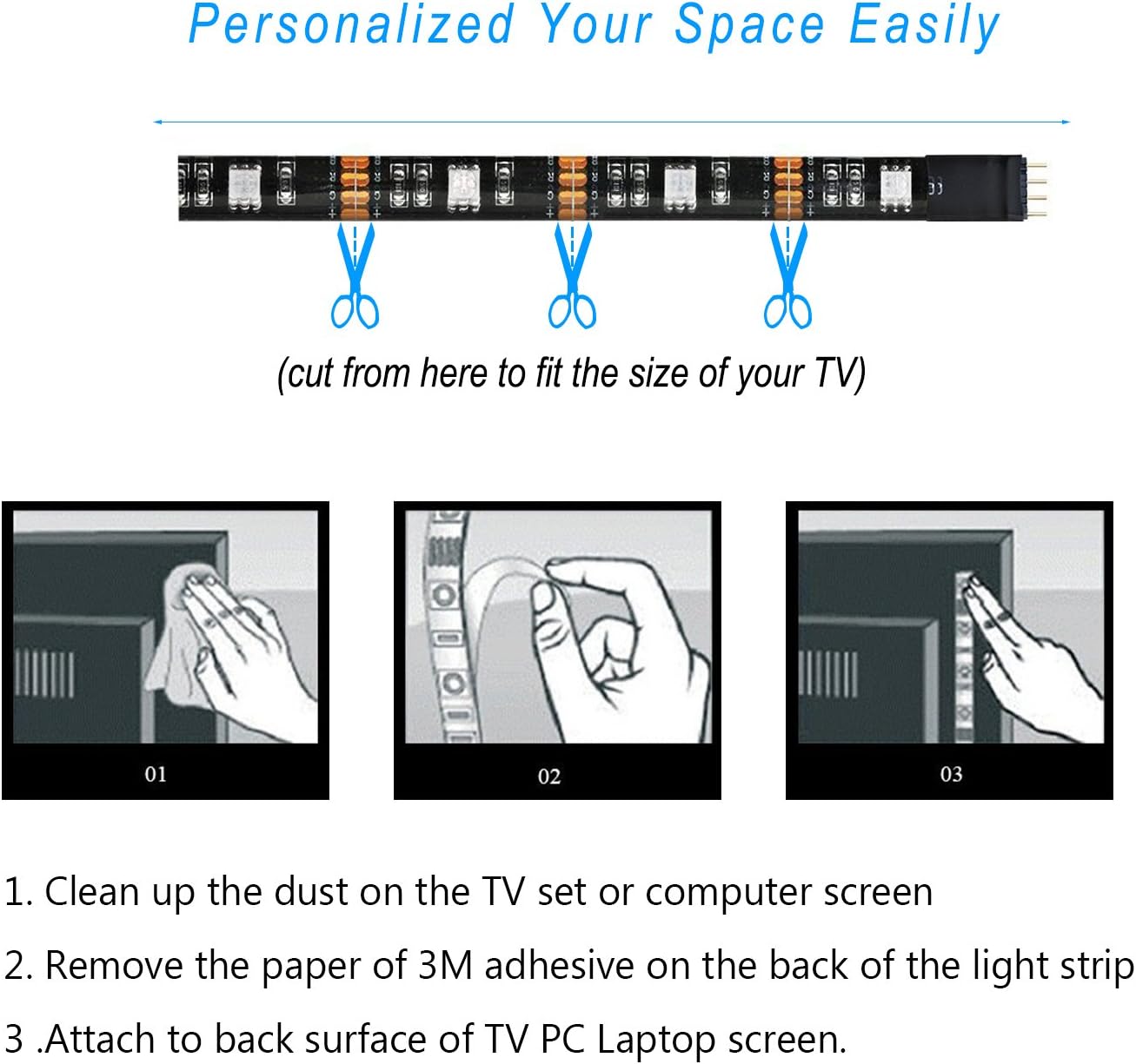 LED_TV_Backlight,SMY_USB_LED_Strip_Light,RGB_Multi-Colour_LED_Light_Strip_Kit_Waterproof_IP65,_30LED_with_Wireless_Remote_Controller_for_TV/PC/Laptop_Bias_Lighting_(3.28Ft/6.56Ft)