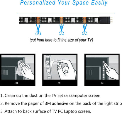 LED_TV_Backlight,SMY_USB_LED_Strip_Light,RGB_Multi-Colour_LED_Light_Strip_Kit_Waterproof_IP65,_30LED_with_Wireless_Remote_Controller_for_TV/PC/Laptop_Bias_Lighting_(3.28Ft/6.56Ft)
