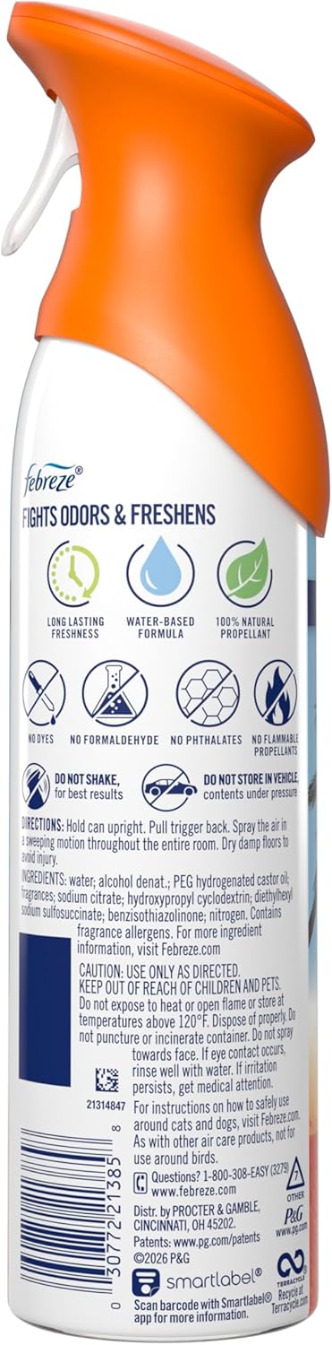 Febreze_Air_Mist,_Air_Freshener_Spray,_Odor_Fighting_Room_Spray,_Deodorizer_for_Home_Bathroom_Kitchen_Office_Apartment_Dorm_Room_Classroom,_Hawaiian_Aloha,_8.1oz,_6ct