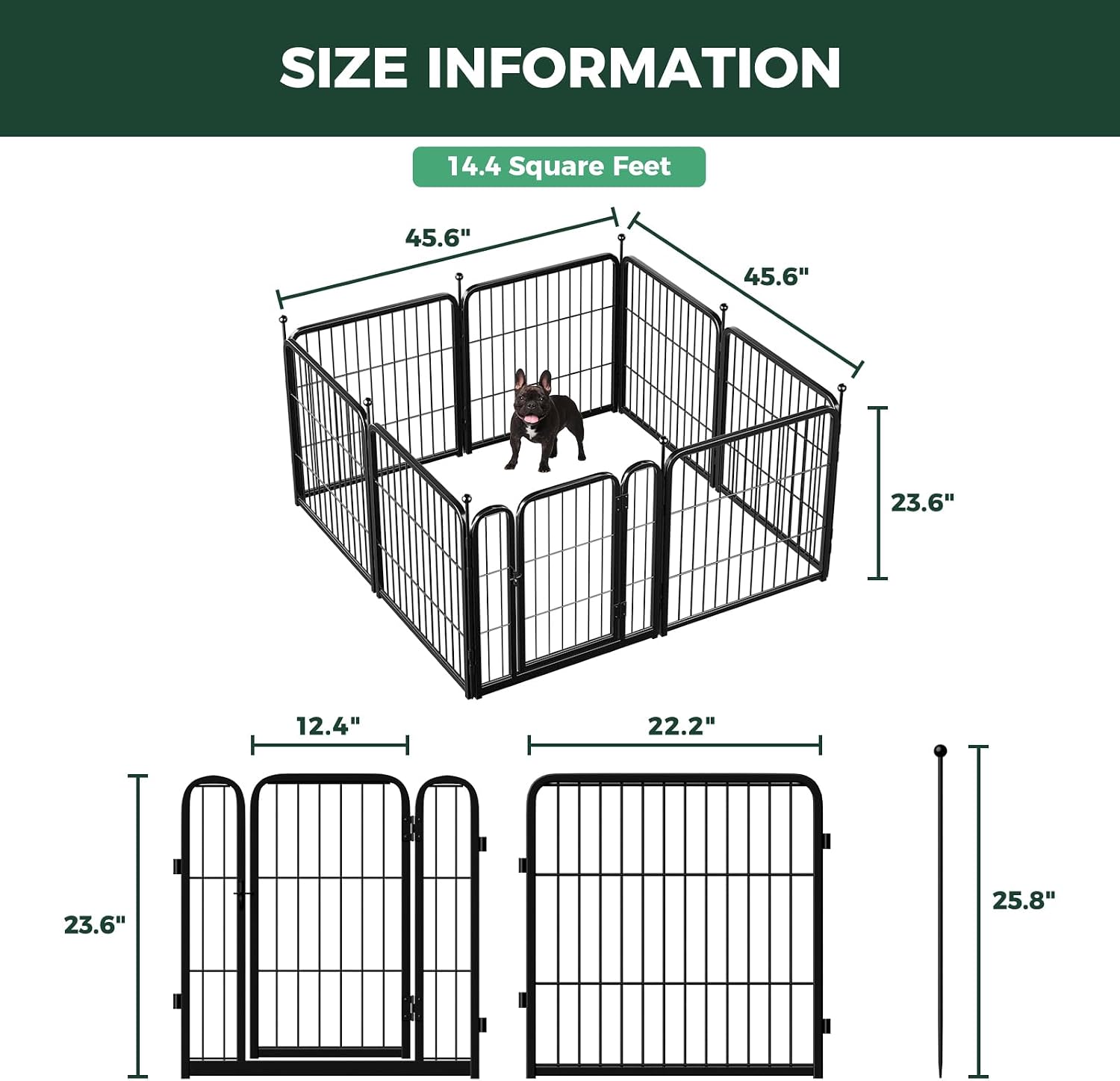FXW_Rollick_Unleashed_Dog_Playpen_for_Indoor,_Yard,_RV_Camping,_24_inch_8_Panels_for_Small_and_Puppy_Dogs,_Black│Patented