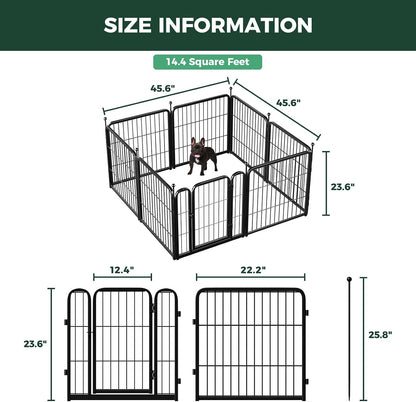 FXW_Rollick_Unleashed_Dog_Playpen_for_Indoor,_Yard,_RV_Camping,_24_inch_8_Panels_for_Small_and_Puppy_Dogs,_Black│Patented