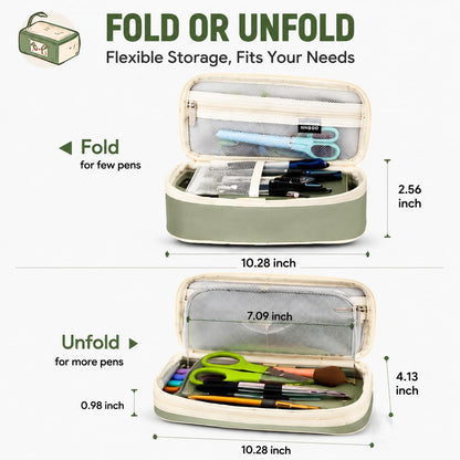 PUPTILY_Pencil_Case,_Large_Capacity_Aesthetic_Pencil_Cases_with_Durable_Zipper,_Big_Stationery_Pencil_Pouch_for_Women_&_Men,_Adults_Portable_Storage_Organizer_Bag_for_College,_Office,_Travel_(Green)